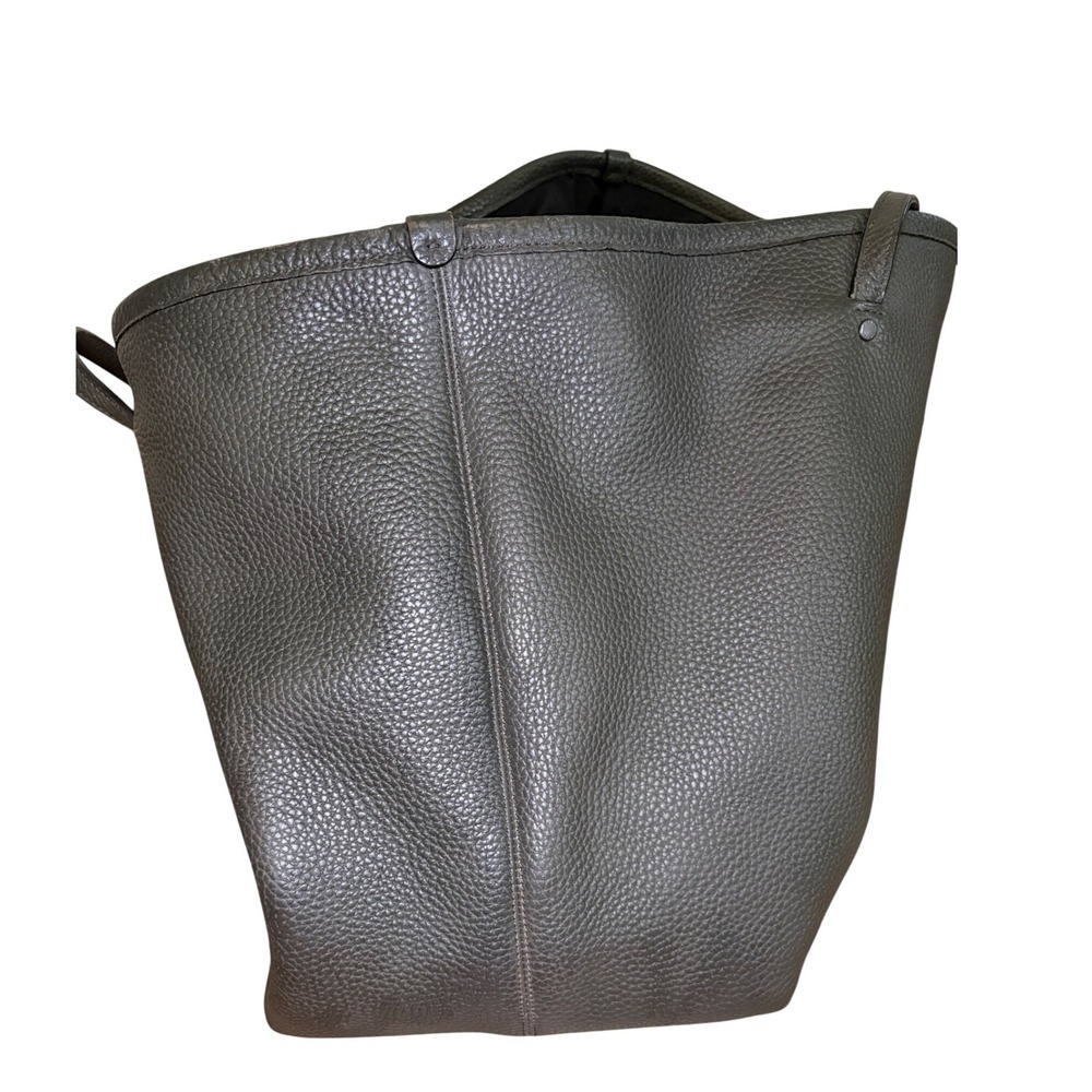 Coach Avenue Soft Tote Pebbled Leather Dark Olive Green/Gray Large Shoulder Bag - Picture 10 of 16